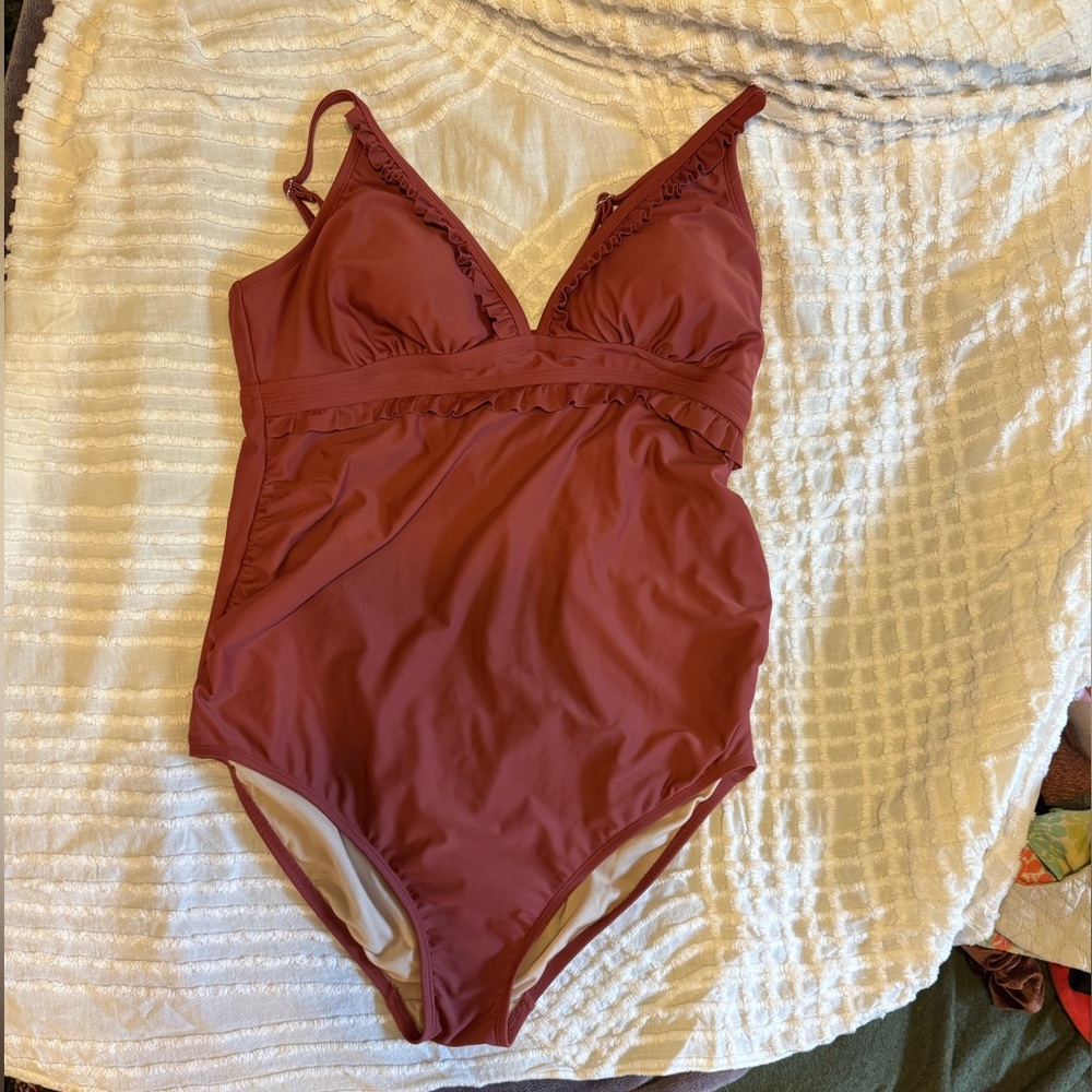Rose colored, maternity, one piece, bathing suit